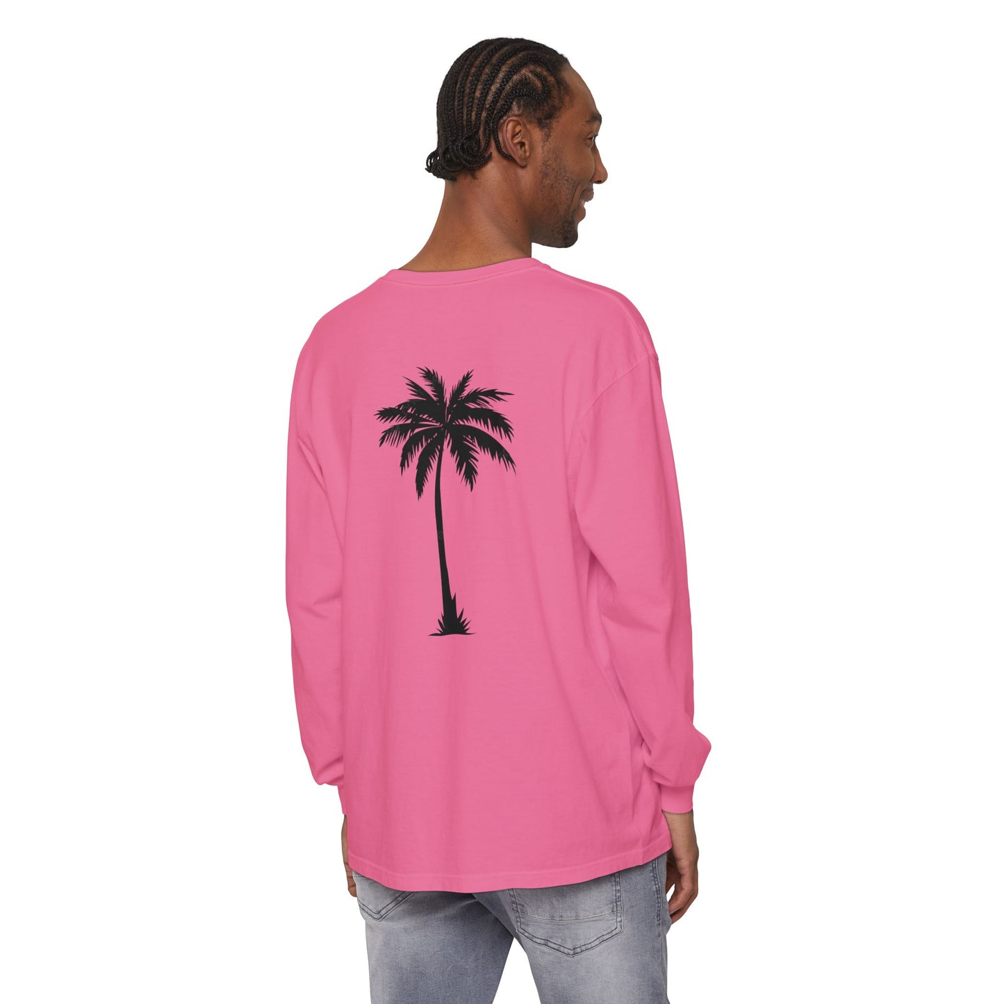 Palm Tree Long Sleeve Tee — Minimal "Okie Boys" Chest Logo