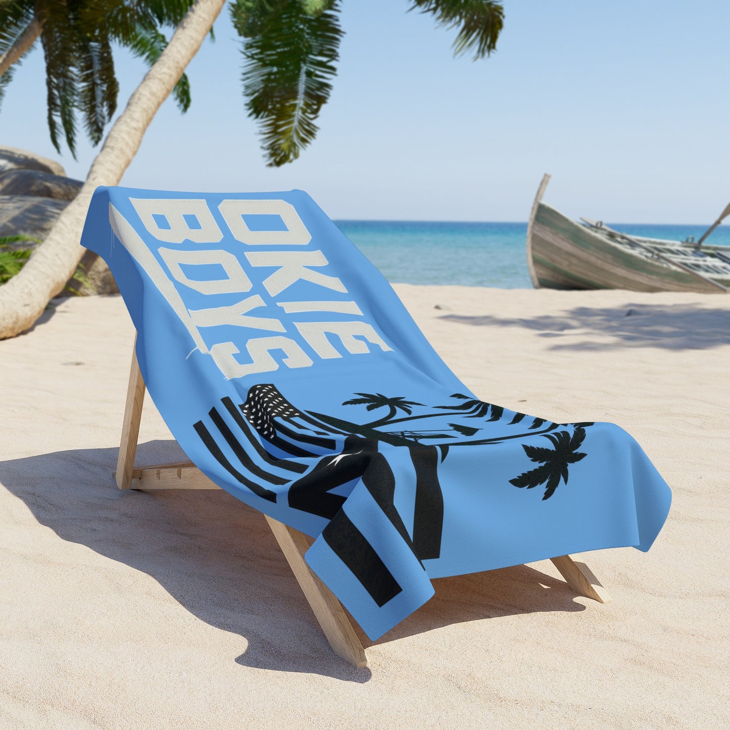Copy of Beach Towel — OKIE BOYS Black & White Palm Flag Design