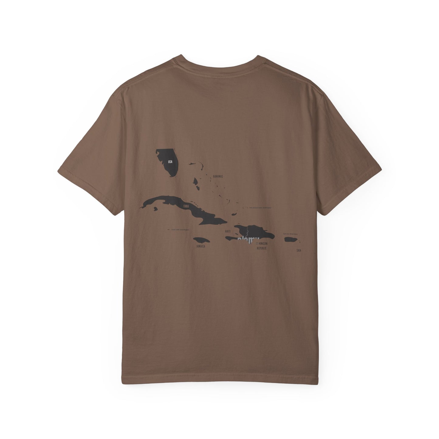 T-Shirt — Minimal Caribbean Islands Map Tee (front jet ski)
