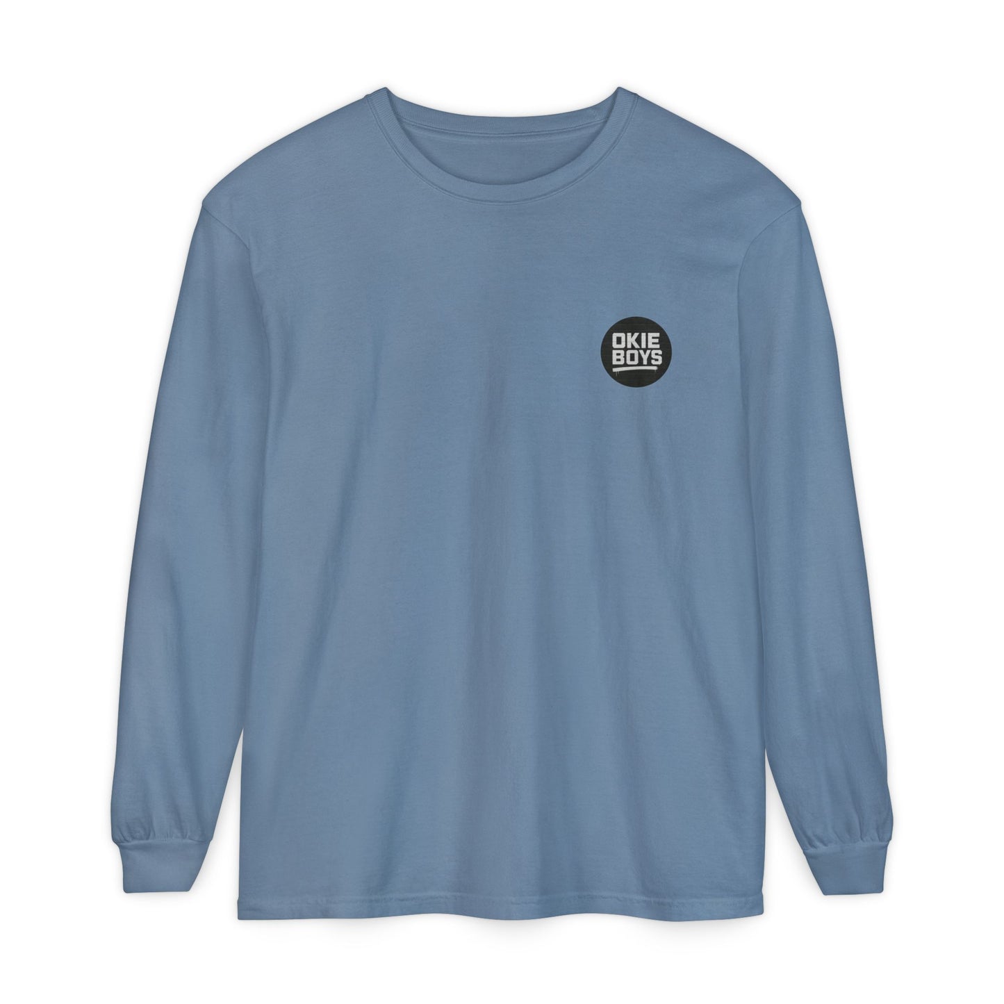 Palm Tree Long Sleeve Tee — Minimal "Okie Boys" Chest Logo