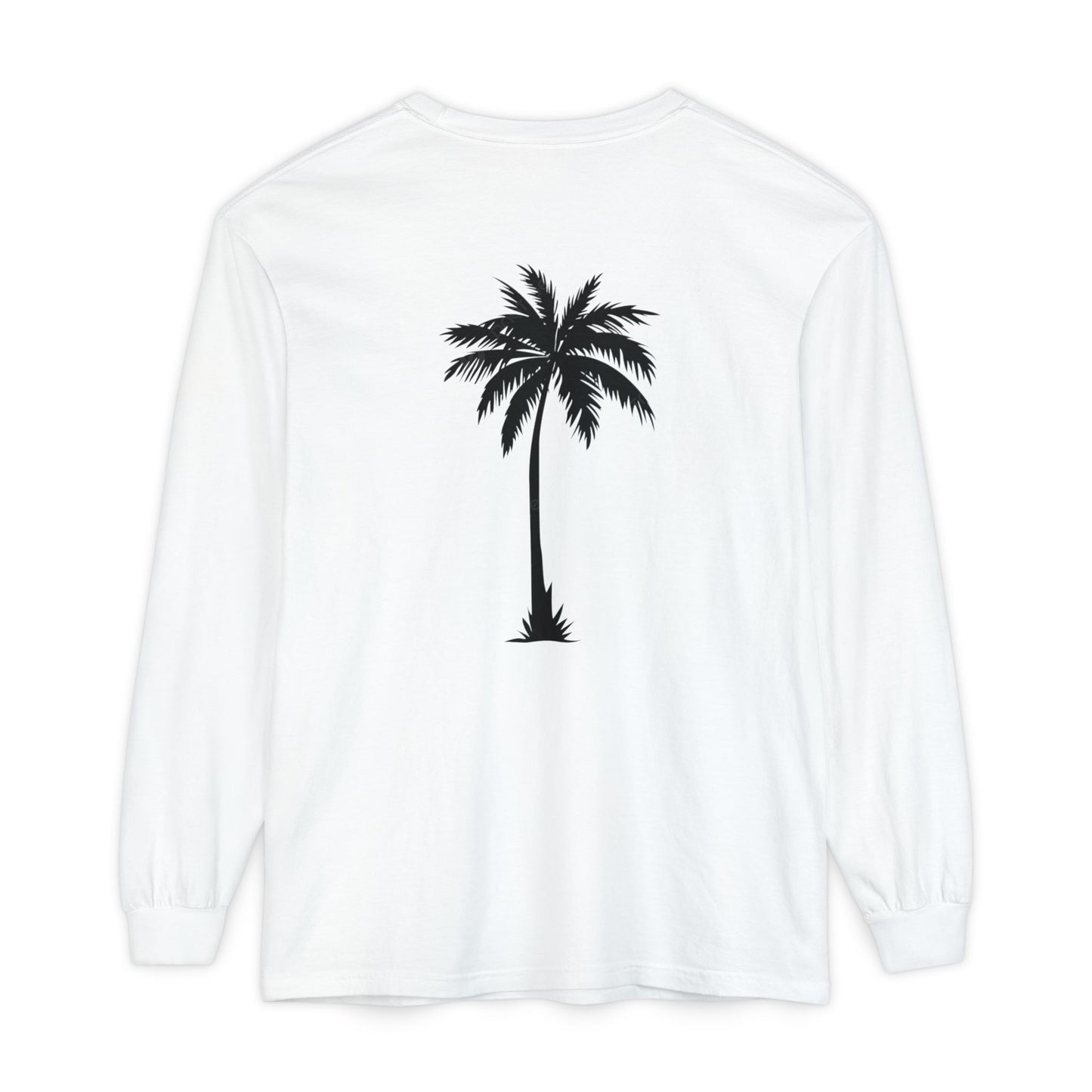 Palm Tree Long Sleeve Tee — Minimal "Okie Boys" Chest Logo