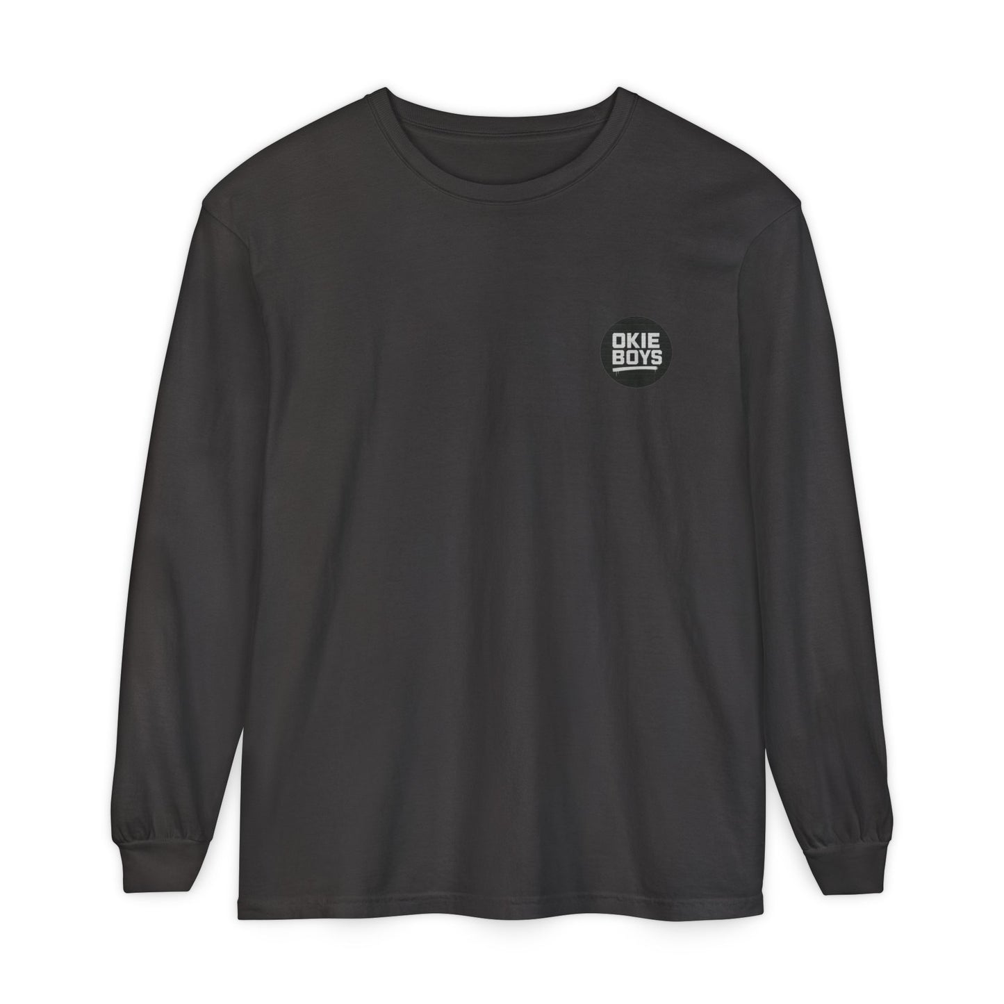 Palm Tree Long Sleeve Tee — Minimal "Okie Boys" Chest Logo
