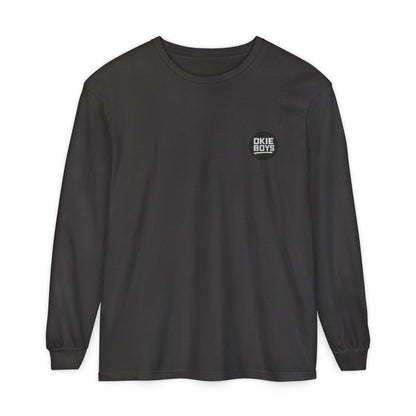 Palm Tree Long Sleeve Tee — Minimal "Okie Boys" Chest Logo