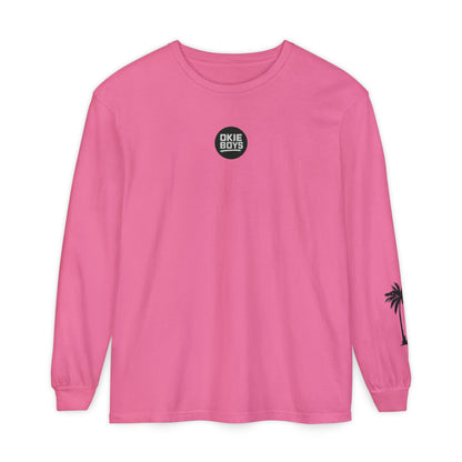 Long Sleeve T-Shirt — "Need Money For Vacation" Palm Graphic