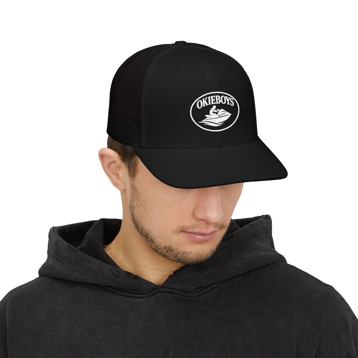 Trucker Cap — "Okieboys" Embroidered Fishing Logo Snapback