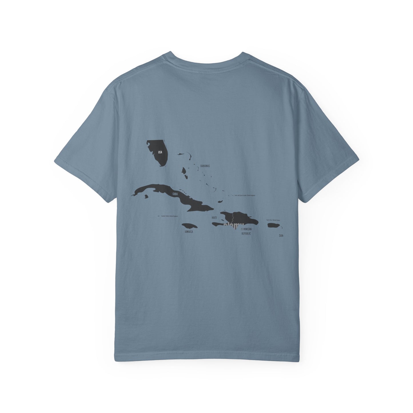 T-Shirt — Minimal Caribbean Islands Map Tee (front jet ski)