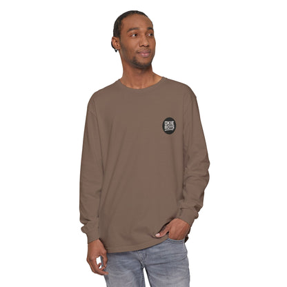 Palm Tree Long Sleeve Tee — Minimal "Okie Boys" Chest Logo