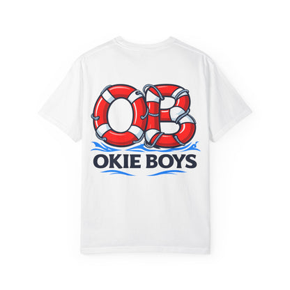 T-Shirt — "OKie Boys" Lifebuoy Graphic Tee (Nautical Beach Vibe)