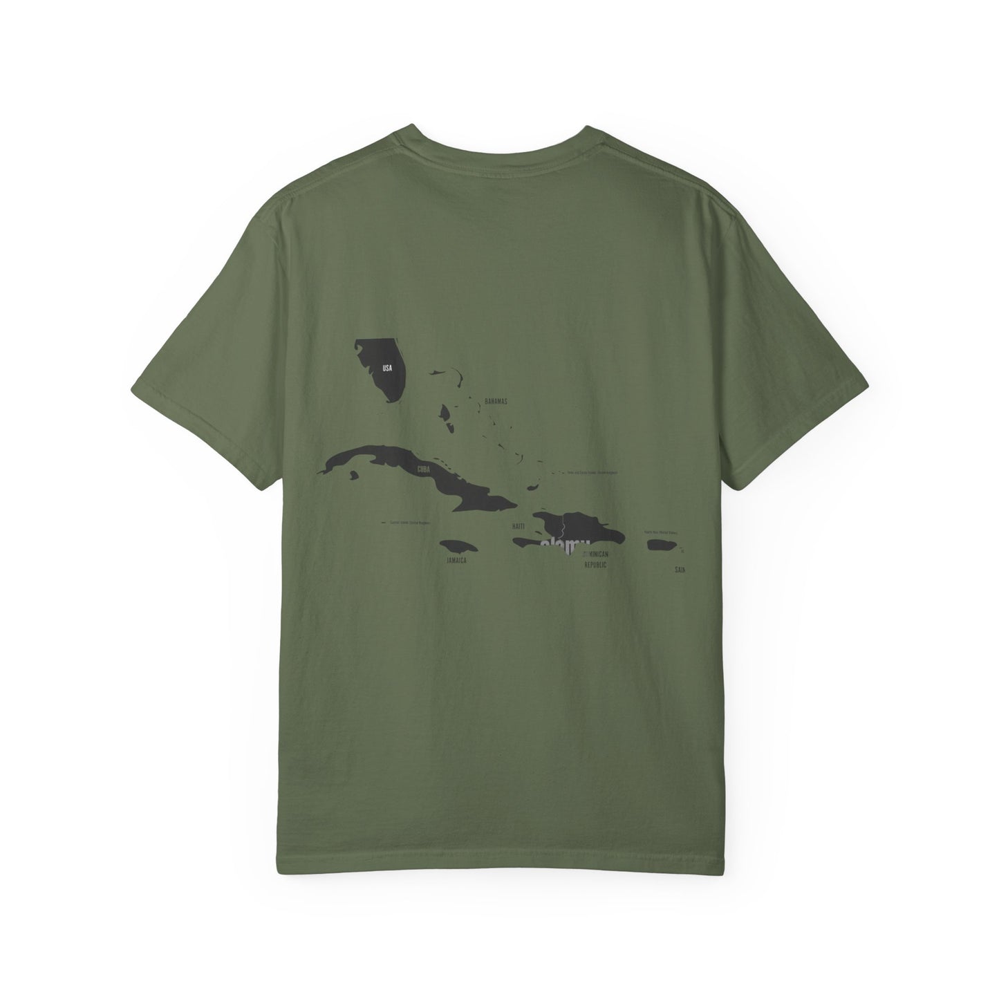 T-Shirt — Minimal Caribbean Islands Map Tee (front jet ski)