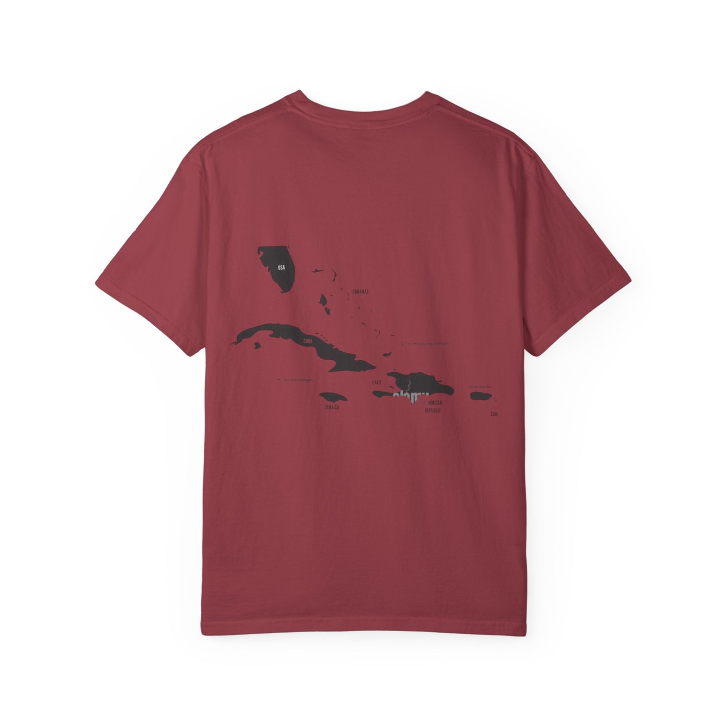 T-Shirt — Minimal Caribbean Islands Map Tee (front jet ski)