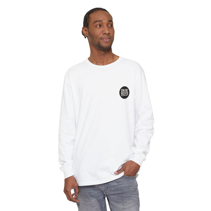 Palm Tree Long Sleeve Tee — Minimal "Okie Boys" Chest Logo