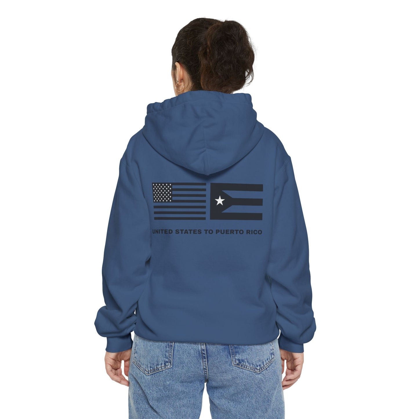 Hoodie — USA to Puerto Rico Flag Graphic "United States to Puerto Rico"