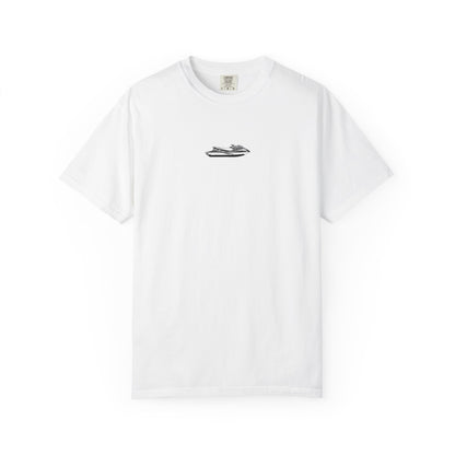 T-Shirt — Minimal Caribbean Islands Map Tee (front jet ski)