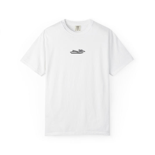 T-Shirt — Minimal Caribbean Islands Map Tee (front jet ski)