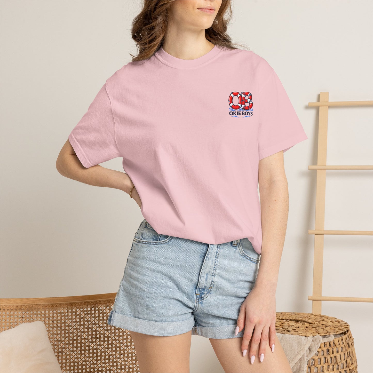 T-Shirt — "OKie Boys" Lifebuoy Graphic Tee (Nautical Beach Vibe)