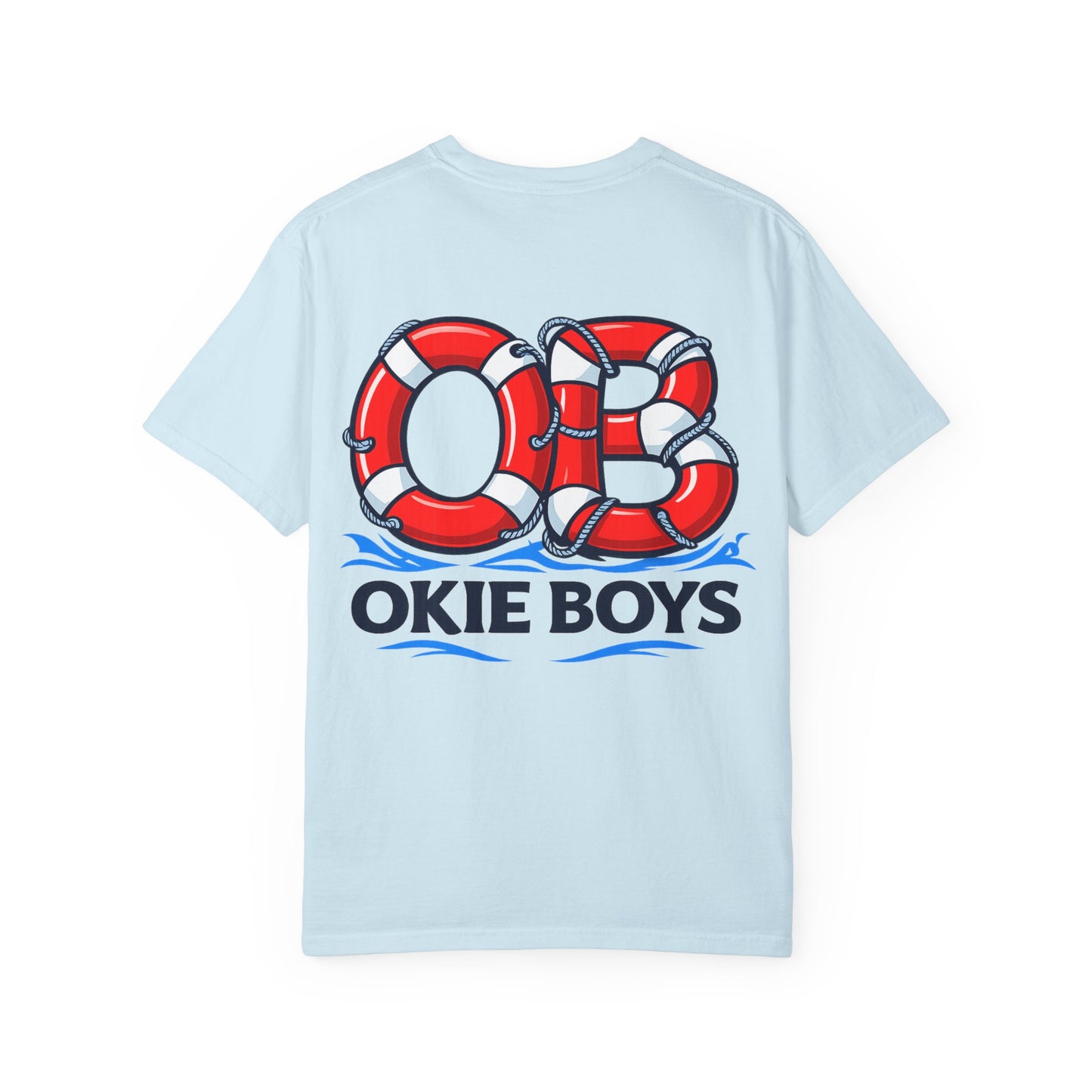 T-Shirt — "OKie Boys" Lifebuoy Graphic Tee (Nautical Beach Vibe)