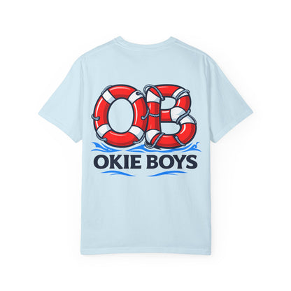 T-Shirt — "OKie Boys" Lifebuoy Graphic Tee (Nautical Beach Vibe)