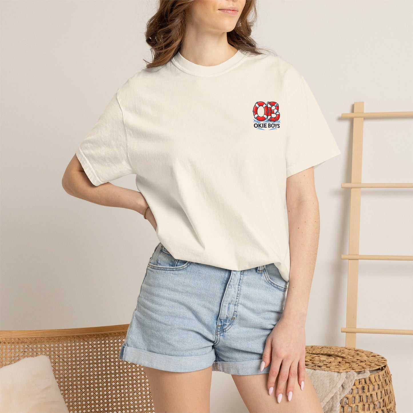 T-Shirt — "OKie Boys" Lifebuoy Graphic Tee (Nautical Beach Vibe)