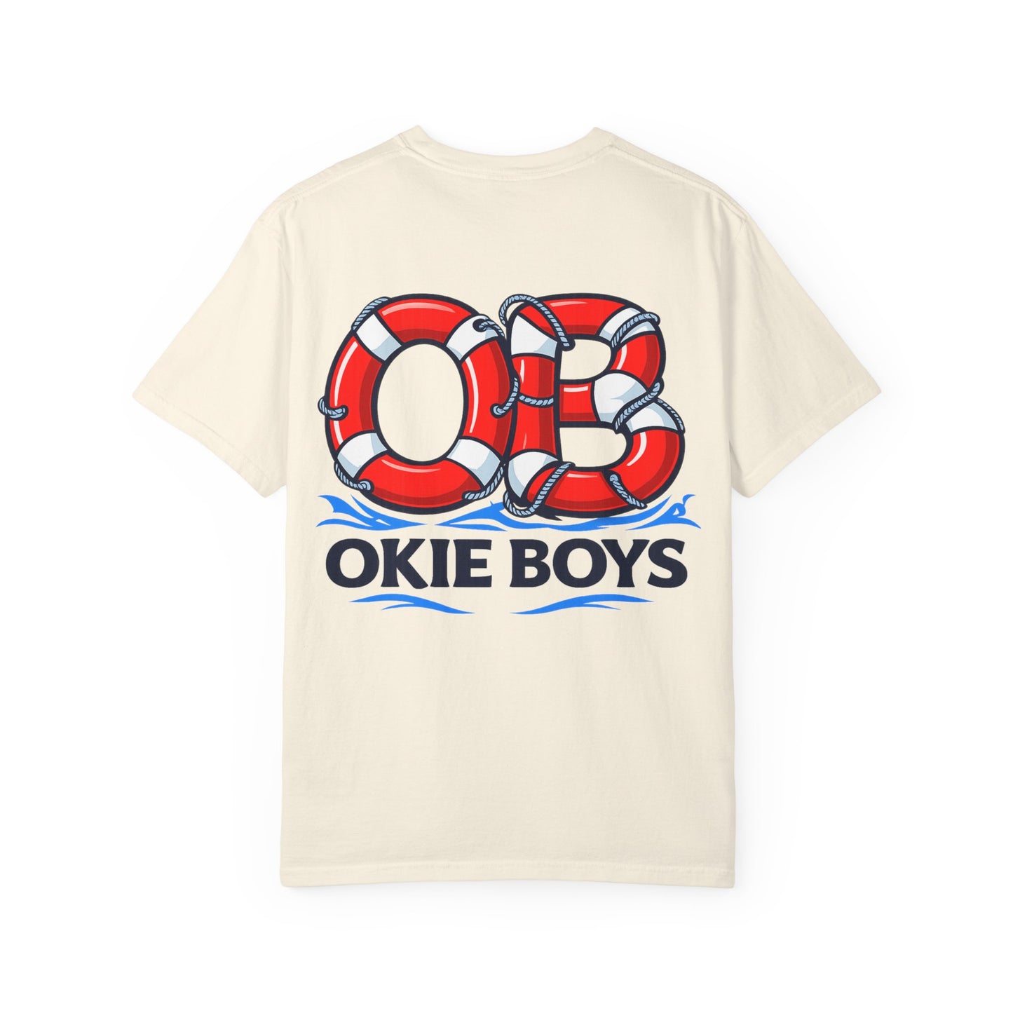 T-Shirt — "OKie Boys" Lifebuoy Graphic Tee (Nautical Beach Vibe)