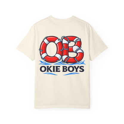 T-Shirt — "OKie Boys" Lifebuoy Graphic Tee (Nautical Beach Vibe)