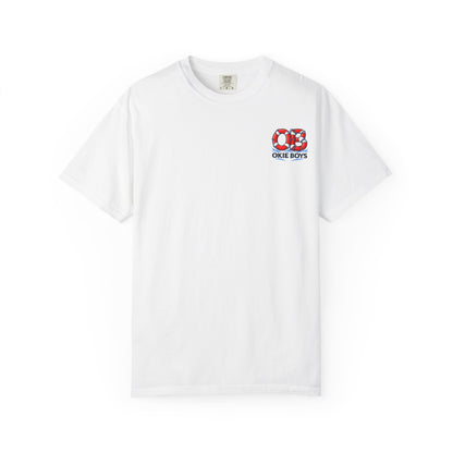 T-Shirt — "OKie Boys" Lifebuoy Graphic Tee (Nautical Beach Vibe)