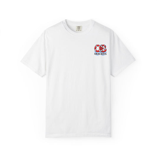 T-Shirt — "OKie Boys" Lifebuoy Graphic Tee (Nautical Beach Vibe)