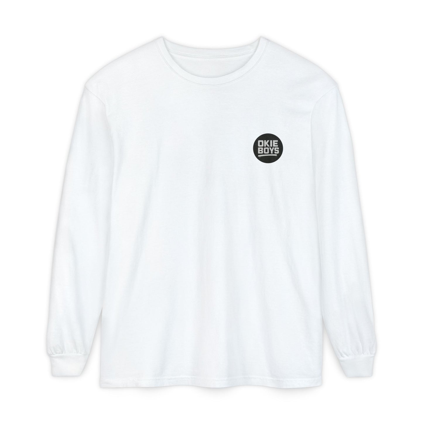 Palm Tree Long Sleeve Tee — Minimal "Okie Boys" Chest Logo