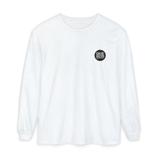 Palm Tree Long Sleeve Tee — Minimal "Okie Boys" Chest Logo