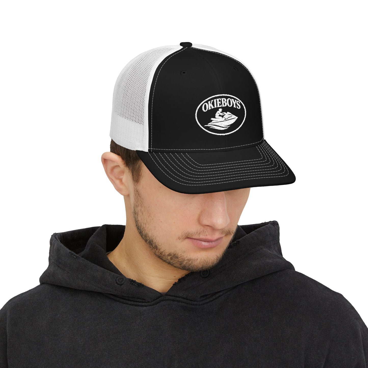 Trucker Cap — "Okieboys" Embroidered Fishing Logo Snapback