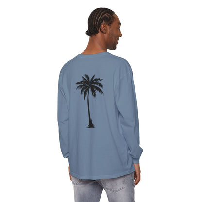 Palm Tree Long Sleeve Tee — Minimal "Okie Boys" Chest Logo