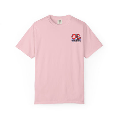 T-Shirt — "OKie Boys" Lifebuoy Graphic Tee (Nautical Beach Vibe)