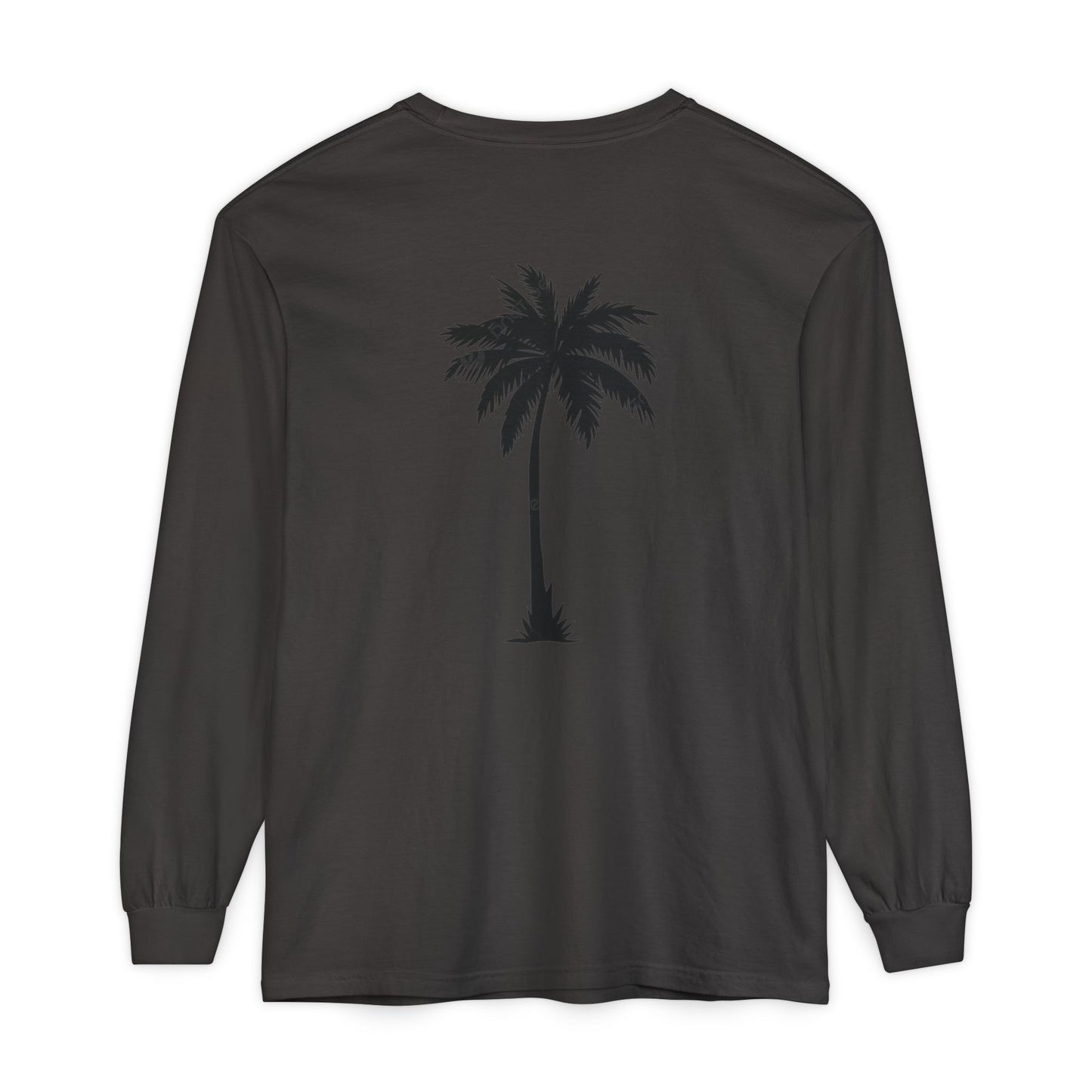Palm Tree Long Sleeve Tee — Minimal "Okie Boys" Chest Logo
