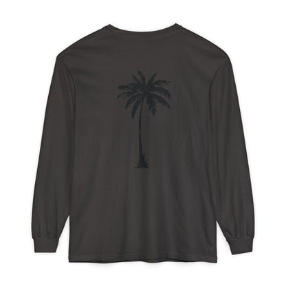 Palm Tree Long Sleeve Tee — Minimal "Okie Boys" Chest Logo