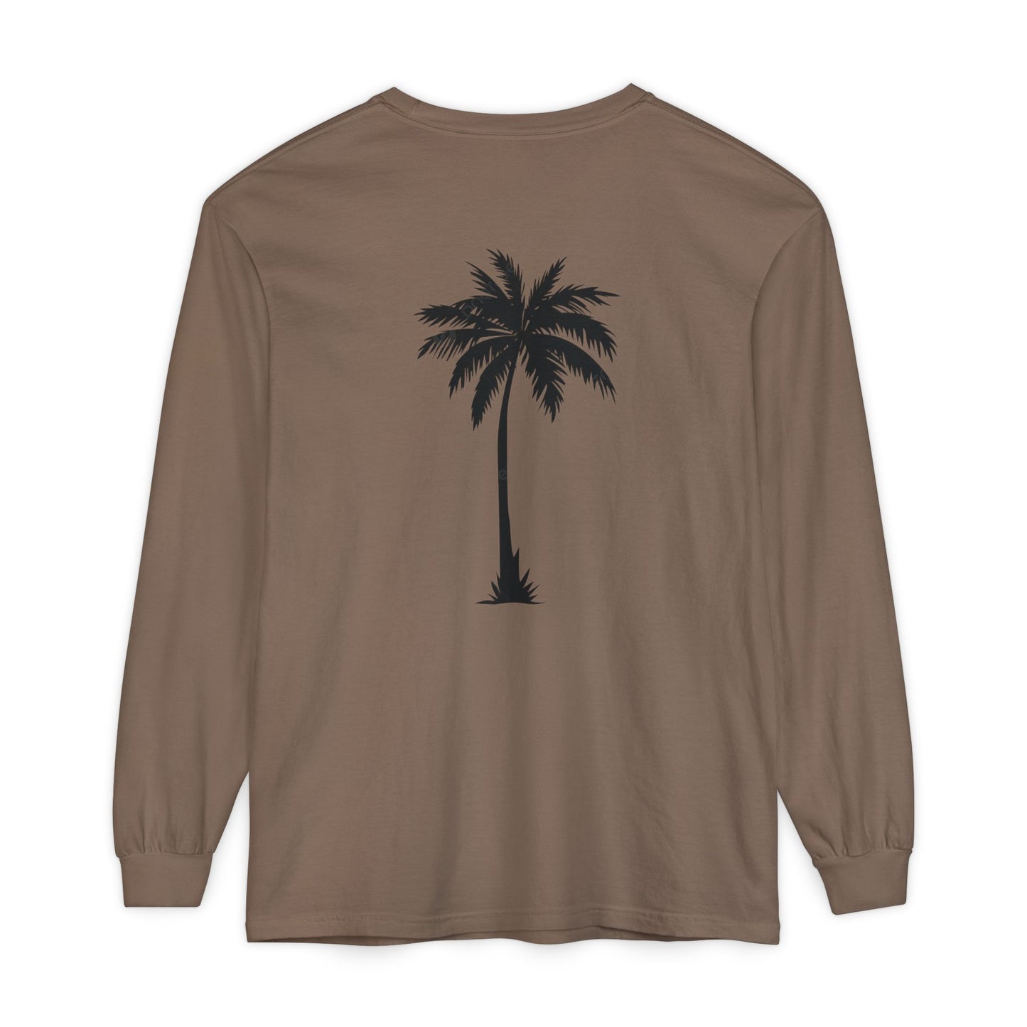 Palm Tree Long Sleeve Tee — Minimal "Okie Boys" Chest Logo