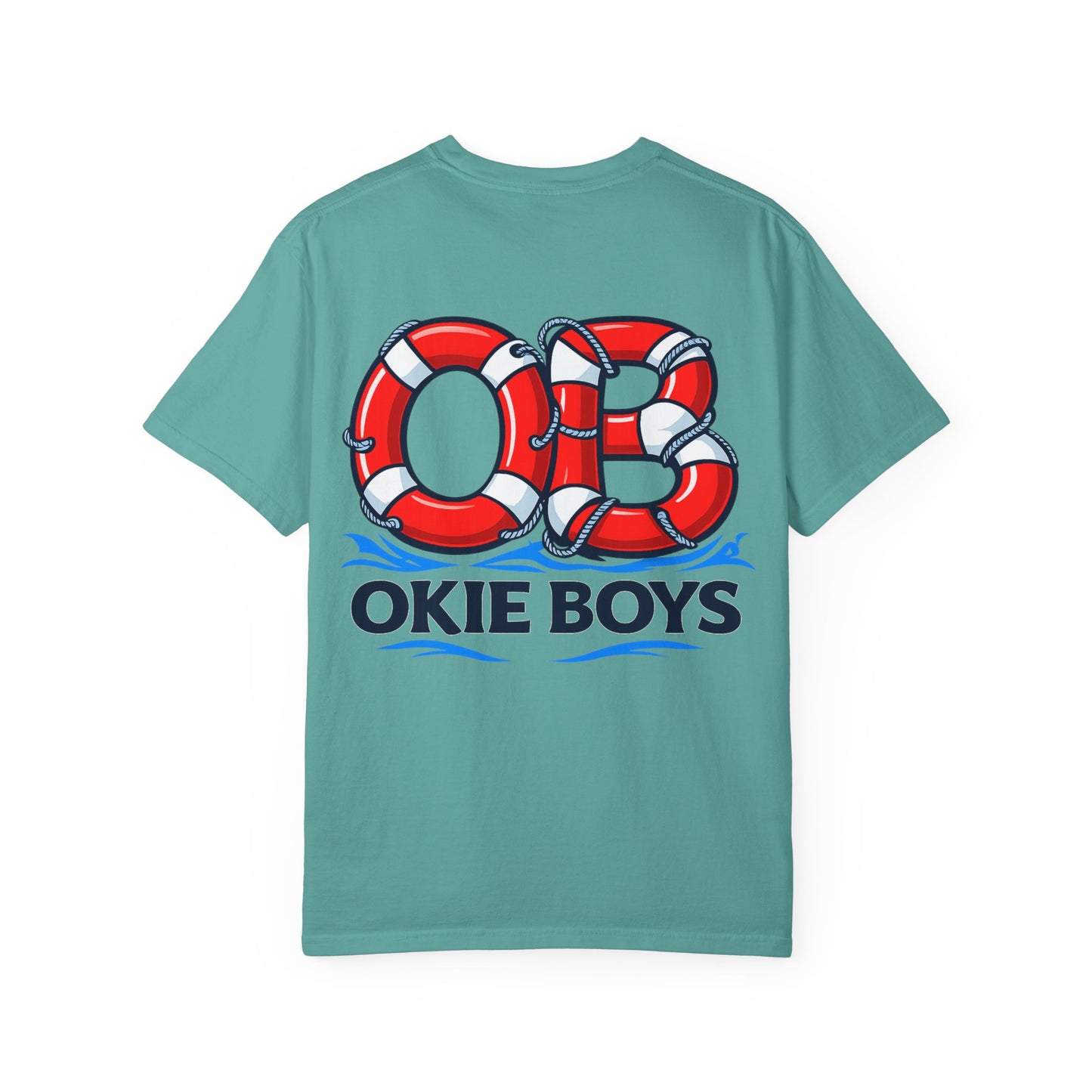 T-Shirt — "OKie Boys" Lifebuoy Graphic Tee (Nautical Beach Vibe)