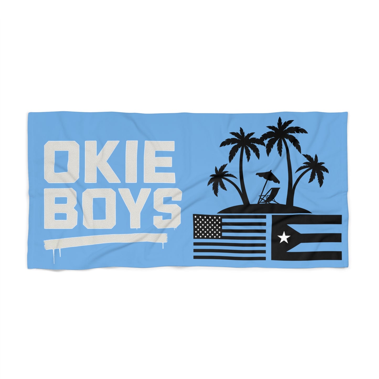 Copy of Beach Towel — OKIE BOYS Black & White Palm Flag Design