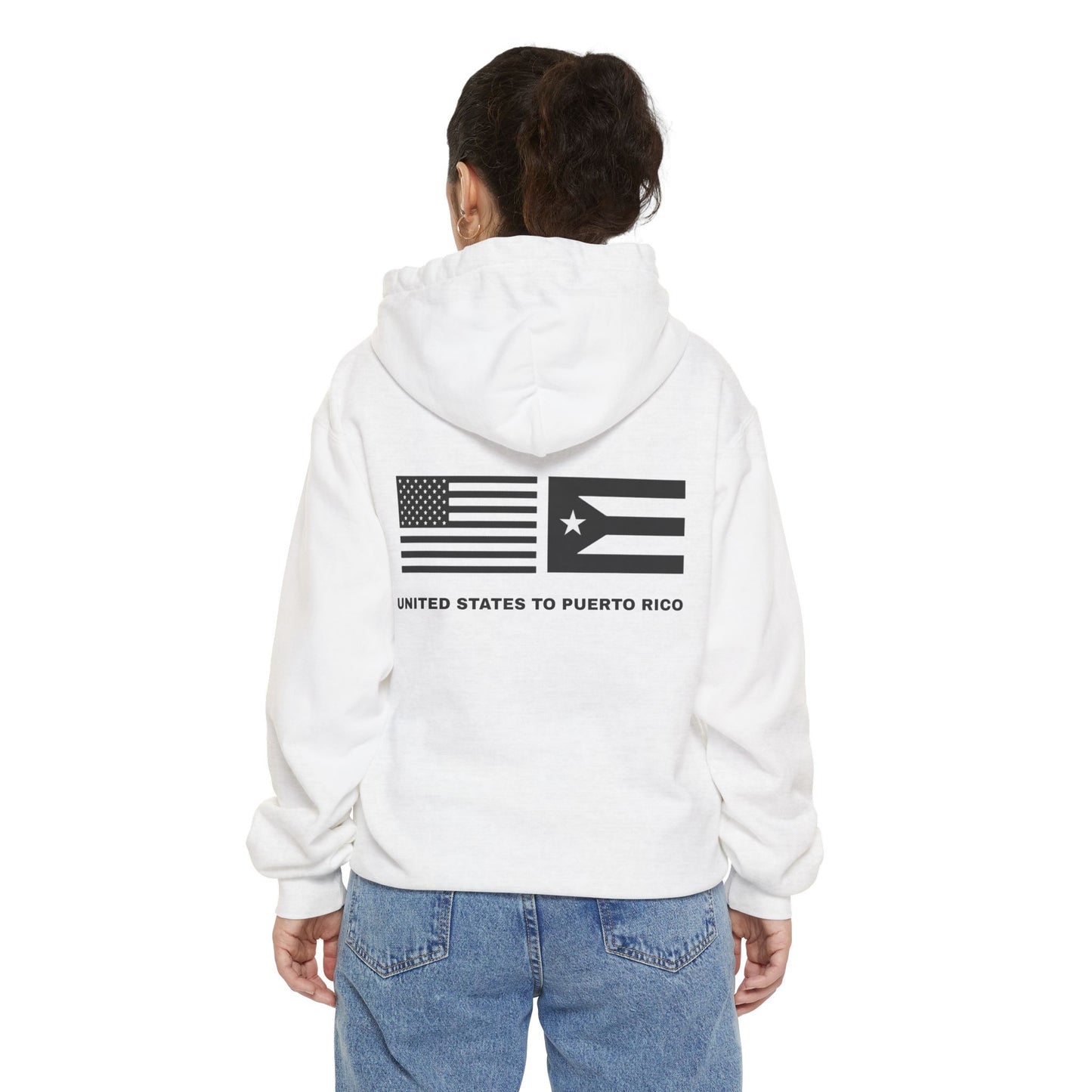 Hoodie — USA to Puerto Rico Flag Graphic "United States to Puerto Rico"