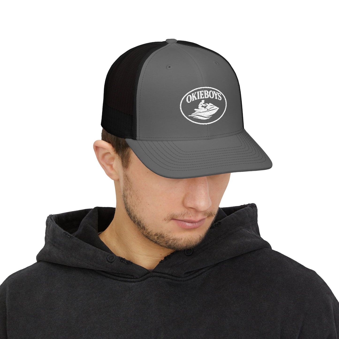 Trucker Cap — "Okieboys" Embroidered Fishing Logo Snapback