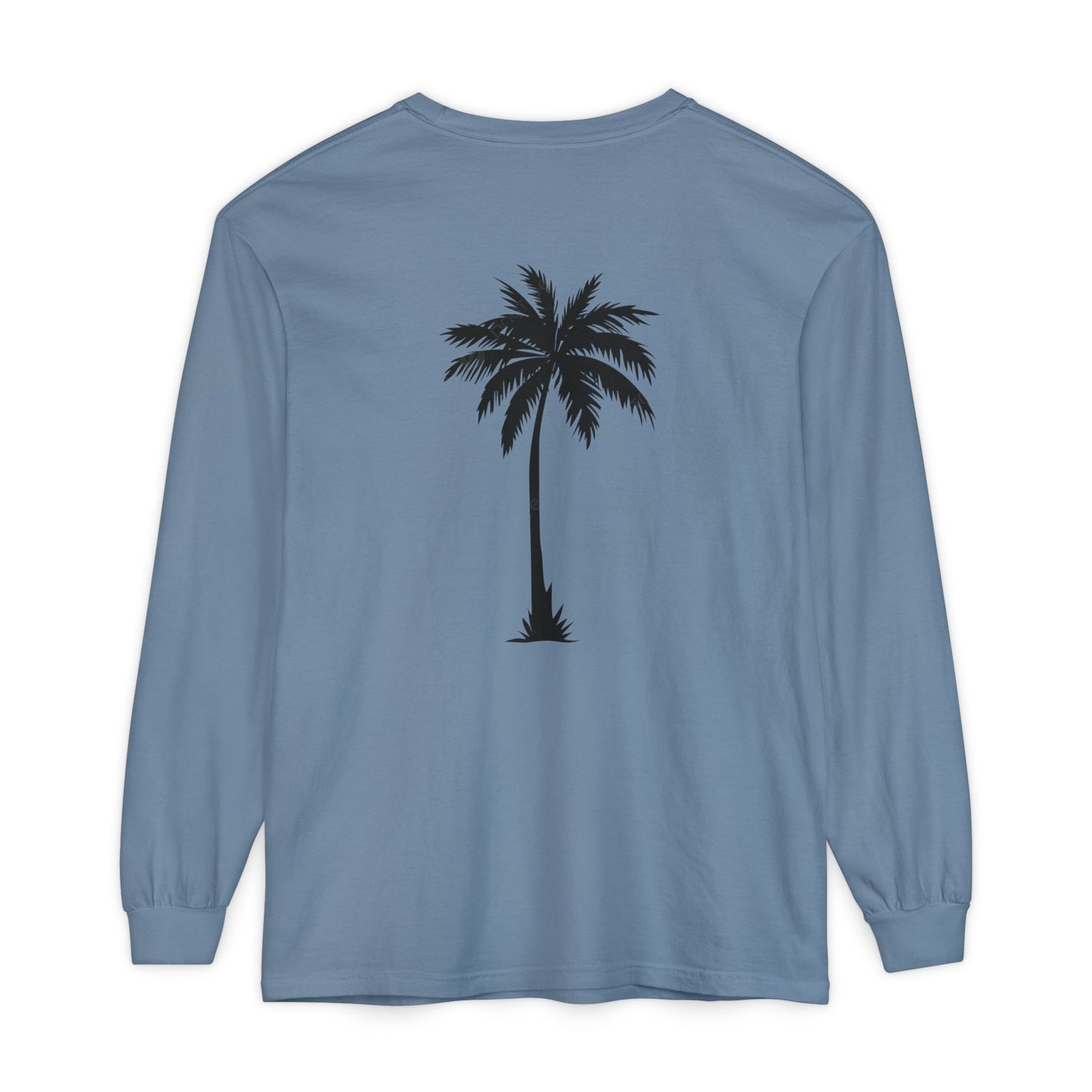 Palm Tree Long Sleeve Tee — Minimal "Okie Boys" Chest Logo