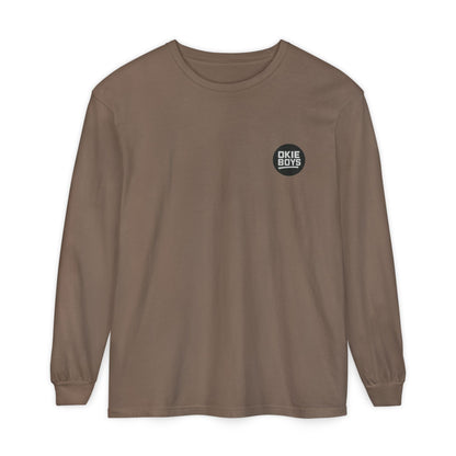 Palm Tree Long Sleeve Tee — Minimal "Okie Boys" Chest Logo