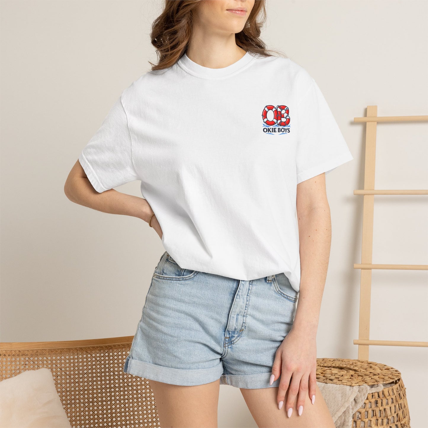 T-Shirt — "OKie Boys" Lifebuoy Graphic Tee (Nautical Beach Vibe)