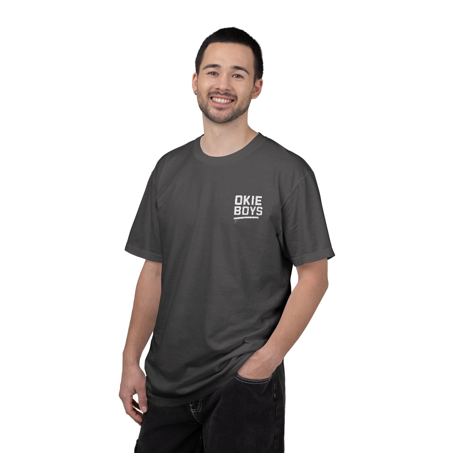Okie Baby White Pocket T-Shirt — Cute Oklahoma Baby Graphic Tee