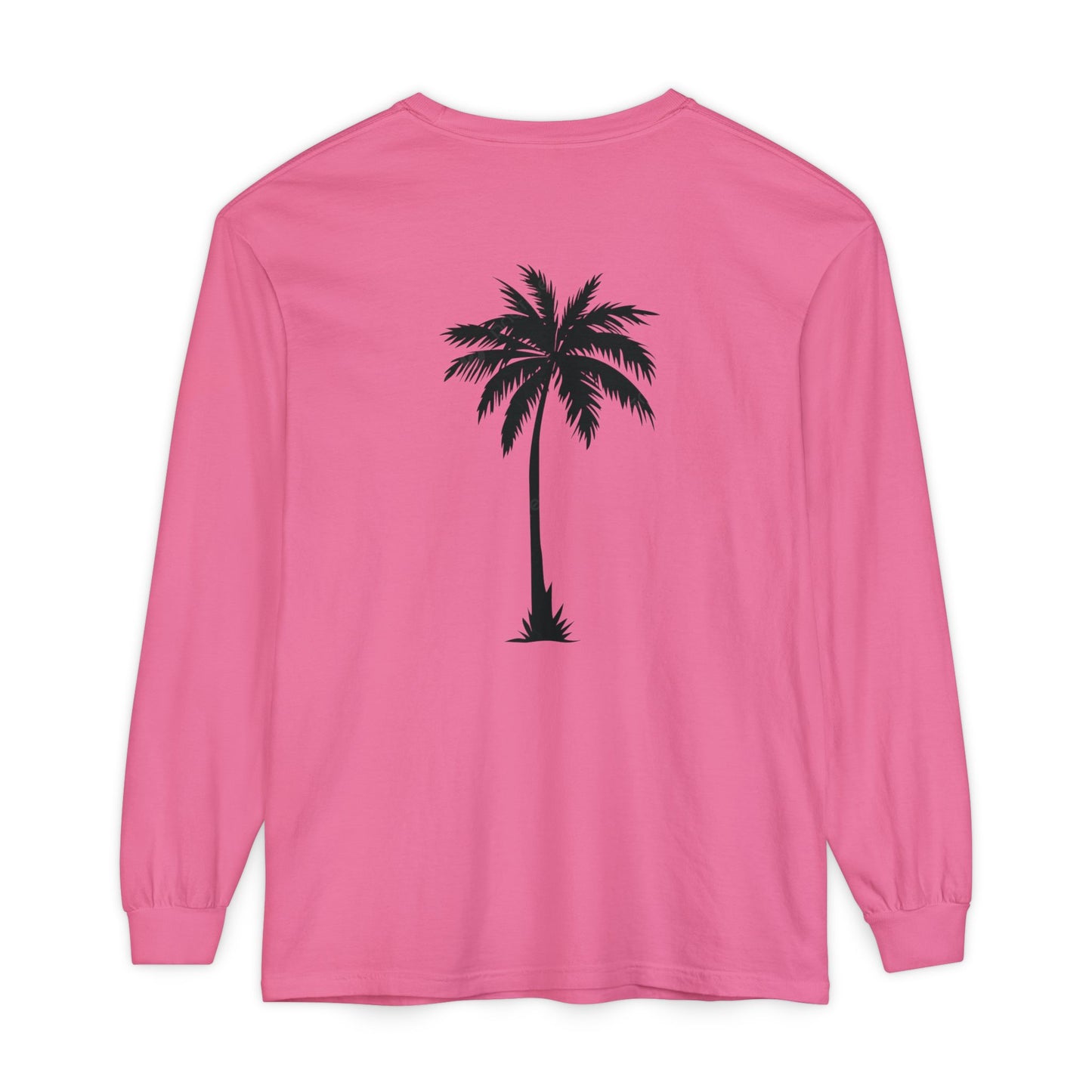 Palm Tree Long Sleeve Tee — Minimal "Okie Boys" Chest Logo