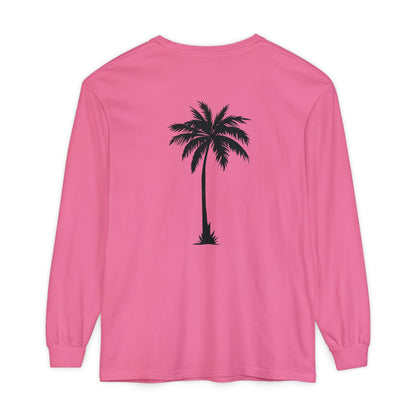 Palm Tree Long Sleeve Tee — Minimal "Okie Boys" Chest Logo