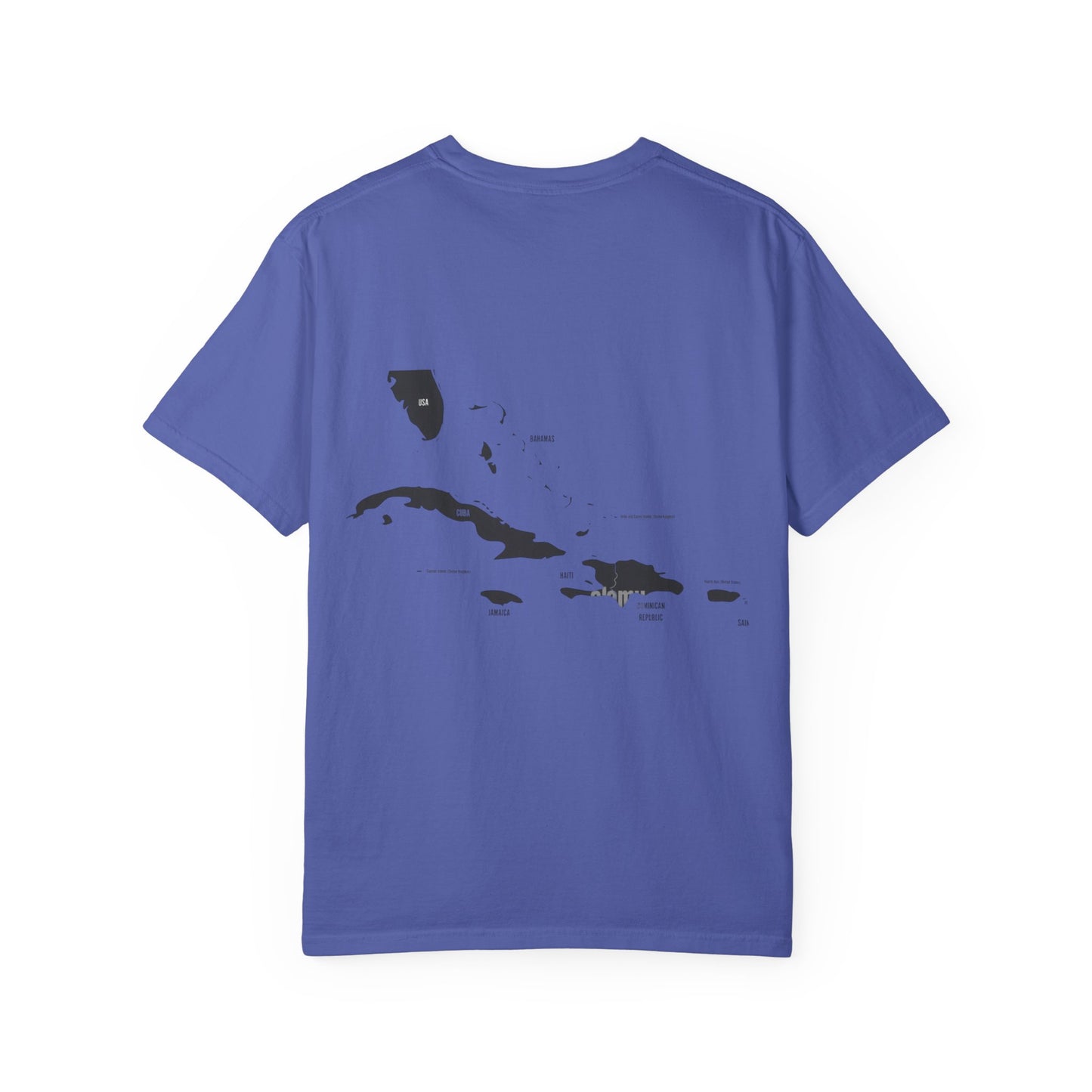 T-Shirt — Minimal Caribbean Islands Map Tee (front jet ski)