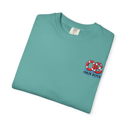 T-Shirt — "OKie Boys" Lifebuoy Graphic Tee (Nautical Beach Vibe)
