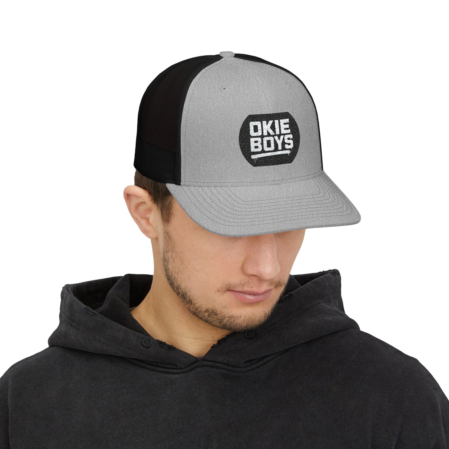 Embroidered 'Okie Boys' Snapback Trucker Hat — Retro Country Mesh Cap