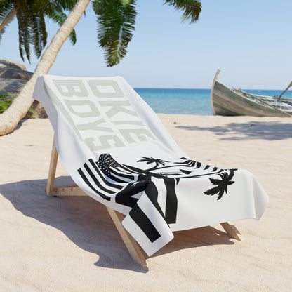 Beach Towel — OKIE BOYS Black & White Palm Flag Design