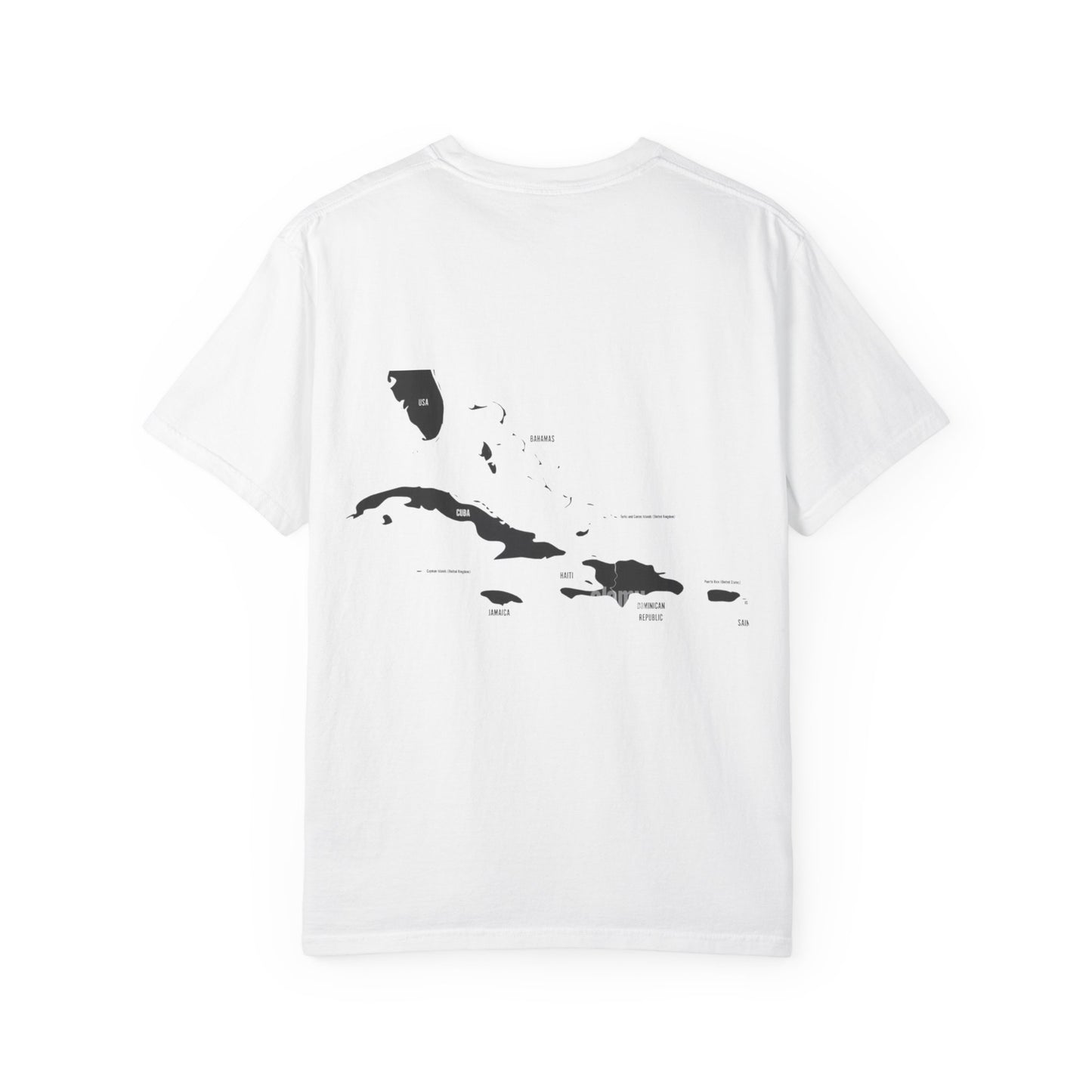 T-Shirt — Minimal Caribbean Islands Map Tee (front jet ski)