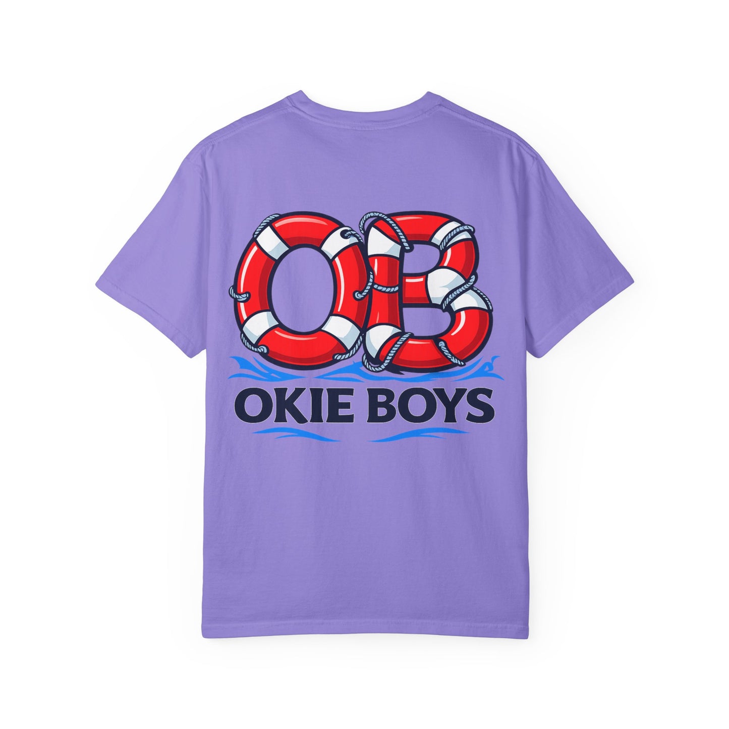 T-Shirt — "OKie Boys" Lifebuoy Graphic Tee (Nautical Beach Vibe)